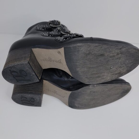 Paul Green Boots Soho Moto Silver Studded Black Leather Buckle Booties SZ US 6.5 - Picture 11 of 13